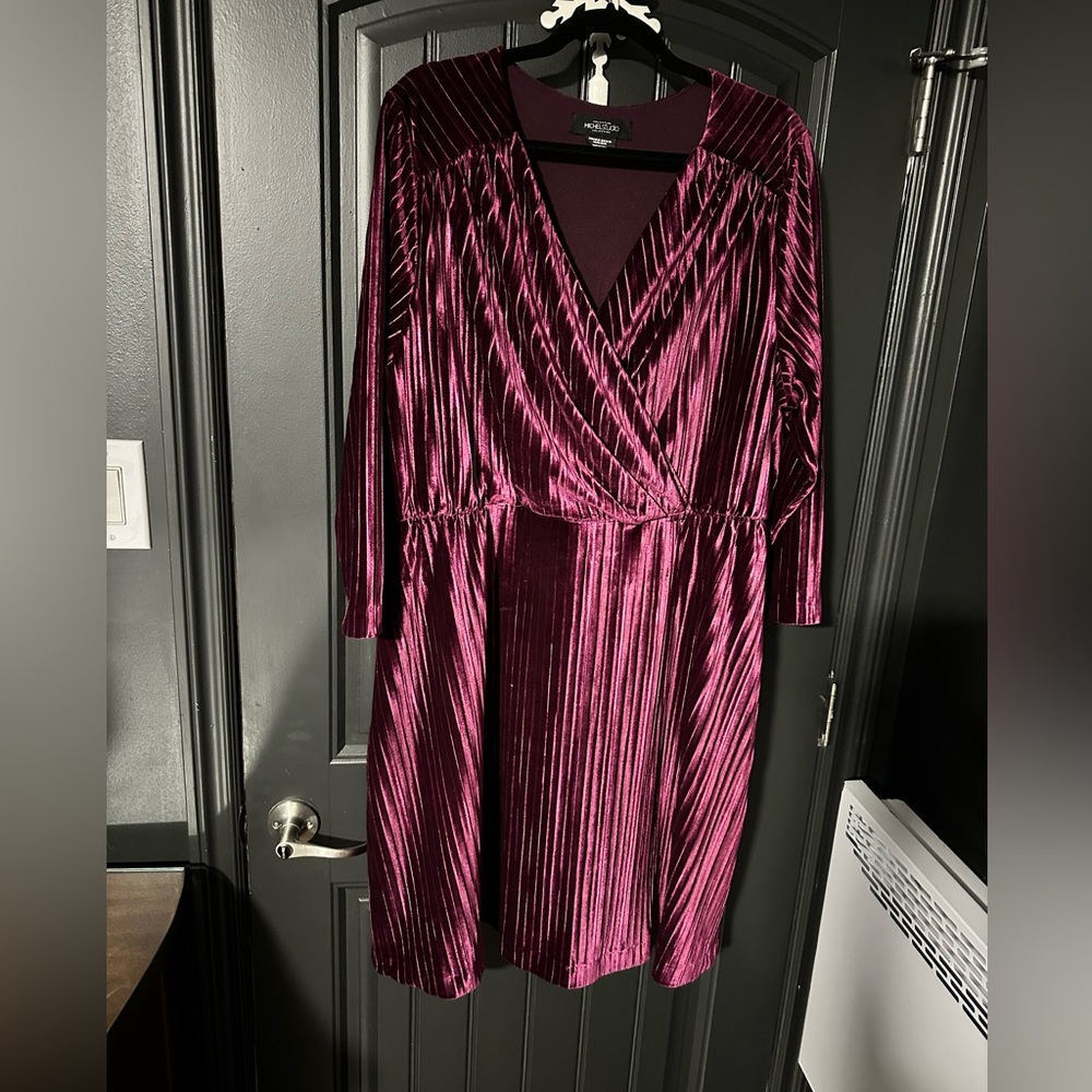 Michel Studio Red Pleated Wrap Sundress
